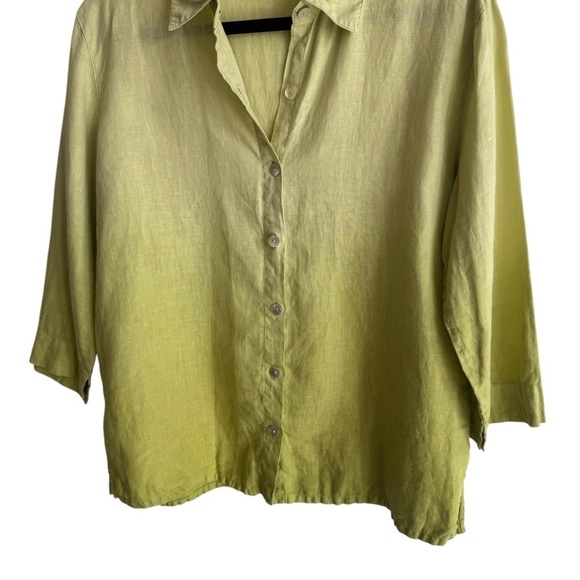 French Laundry 100% Linen Green Gradient Ombre Button Down Top, Size M - Picture 4 of 6